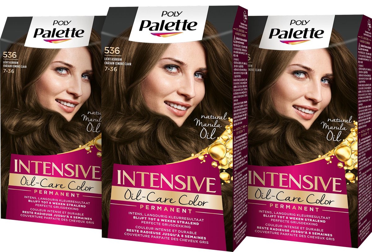 Poly Palette 536 Licht Asbruin Haarverf - 3 stuks - Voordeelverpakking