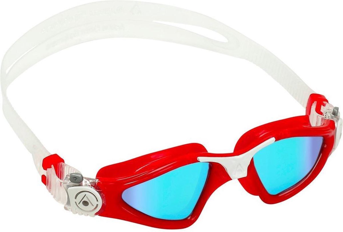 Aquasphere Kayenne Small - Zwembril - Volwassenen - Blue Titanium Mirrored Lens - Rood/Wit