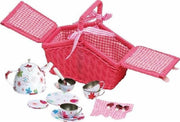 Roze picknickmand met serviesje