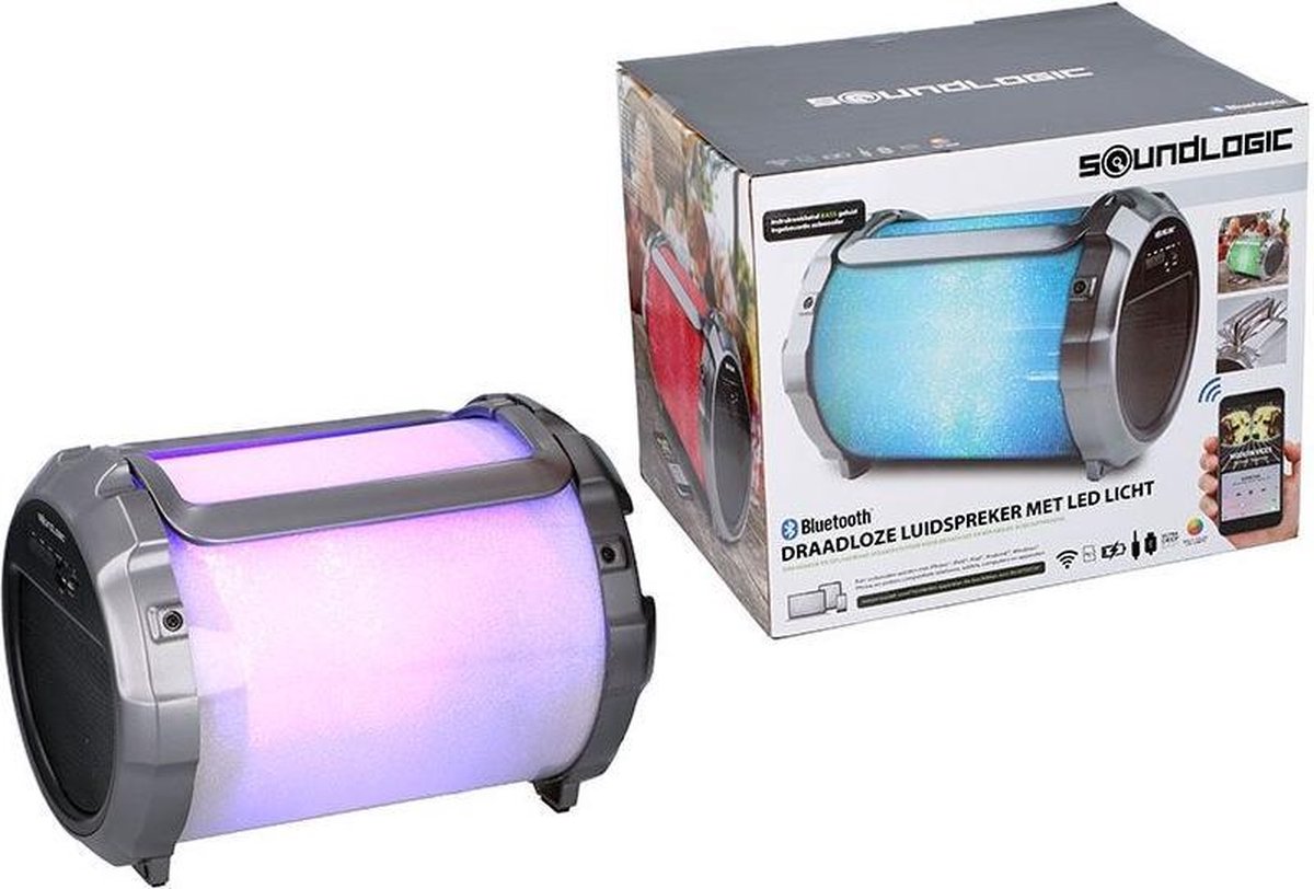 Soundlogic Portable XL- speaker met led-verlichting en ingebouwde subwoofer