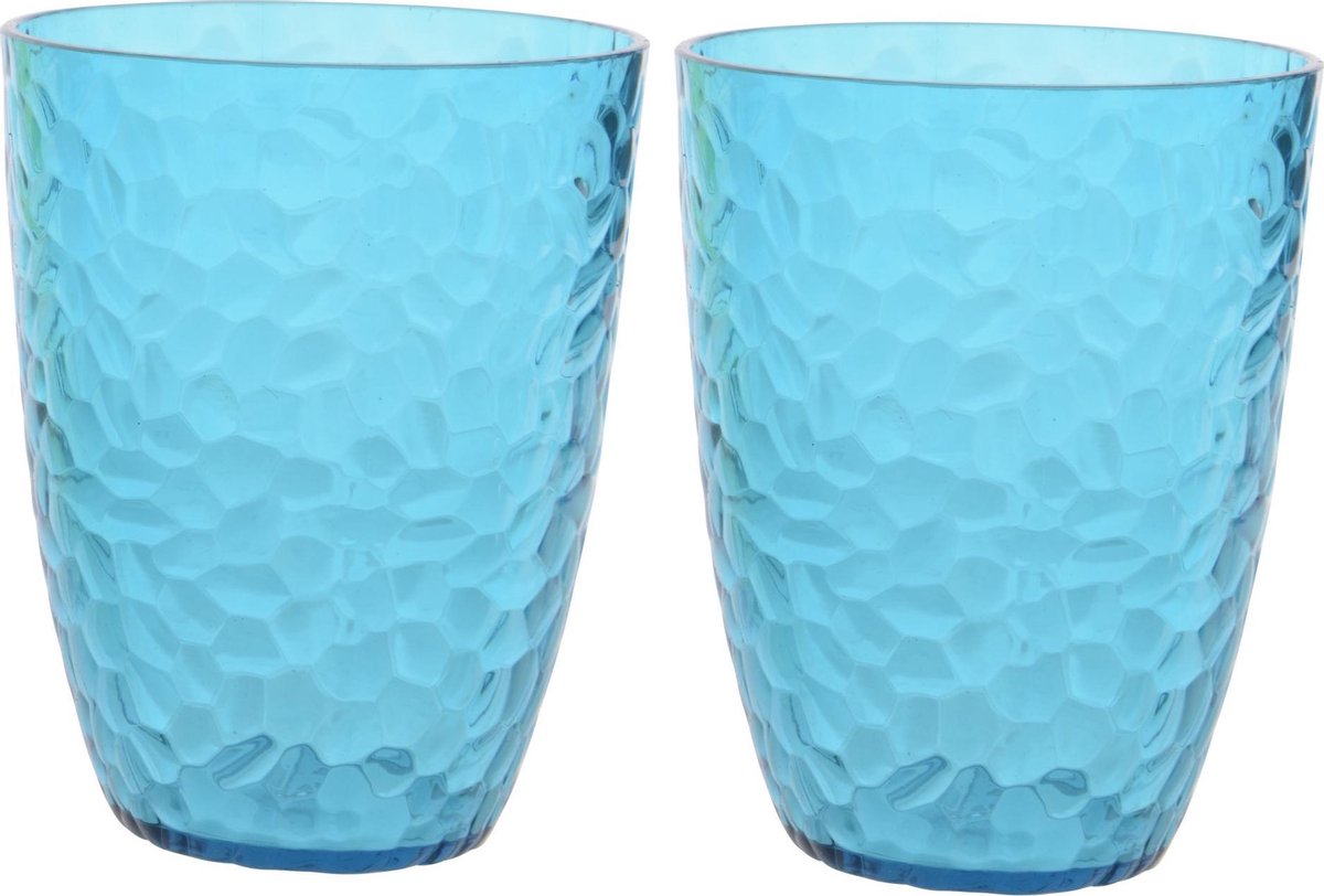 2x stuks kunststof bekers blauw 20 cl - Campingservies drinkbekers herbruikbaar