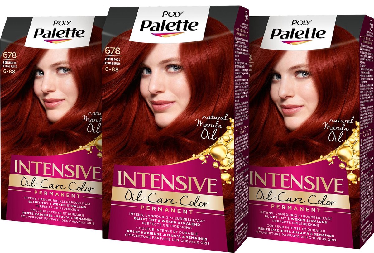 Poly Palette 678 Robijnrood Haarverf - 3 stuks - Voordeelverpakking