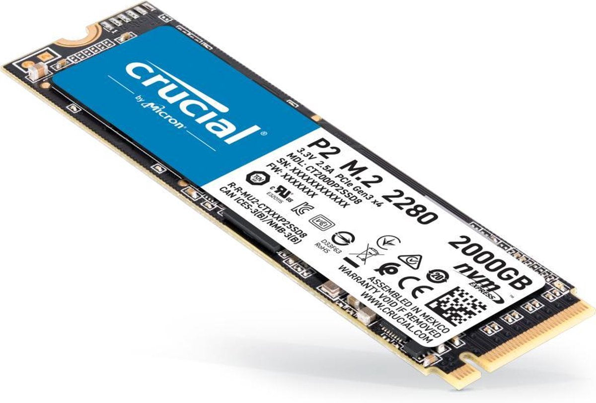 Crucial P2 - Solid State Drive - 500 GB - M.2 2280 - PCIe 3.0 x4 - NVMe - QLC