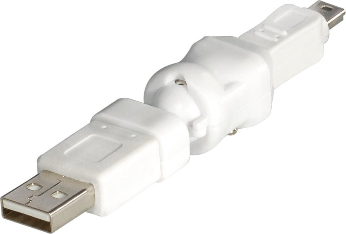Transmedia USB Mini B naar USB-A adapter - 360° draaibaar / wit