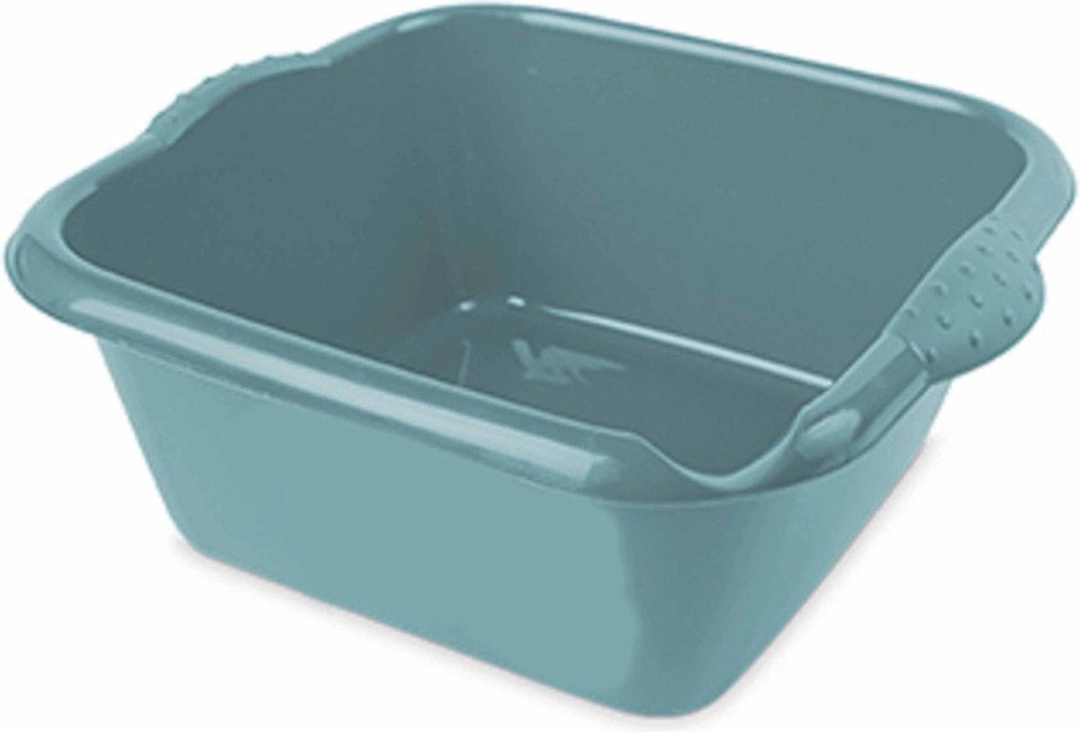 Turquoise blauwe afwasbak/afwasteil vierkant 6 liter 32 cm - Afwassen - Schoonmaken