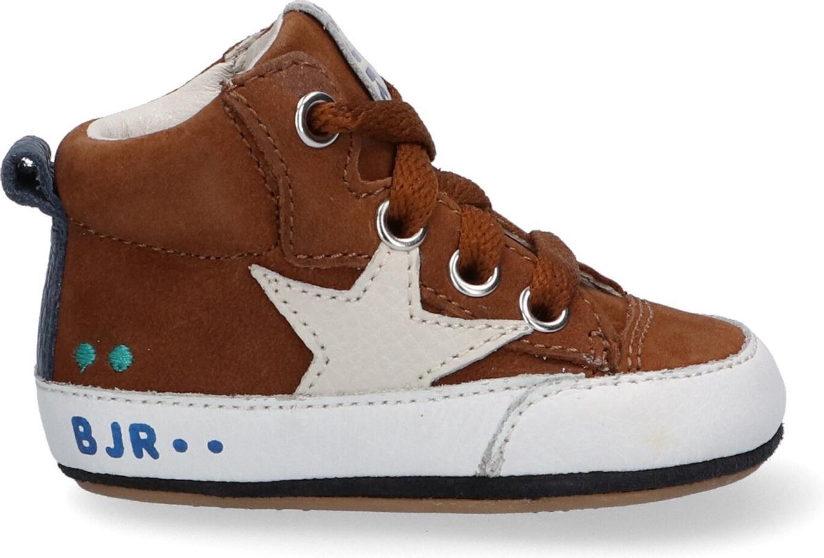 Bunnies JR 221101-513 Jongens Lage Schoenen - Maat 21 - Bruin - Babyschoentjes - Baby - Leer - Veters - Babysneakers