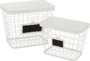 J-Line Set Van 2 Manden Deksel Metaal Wit
