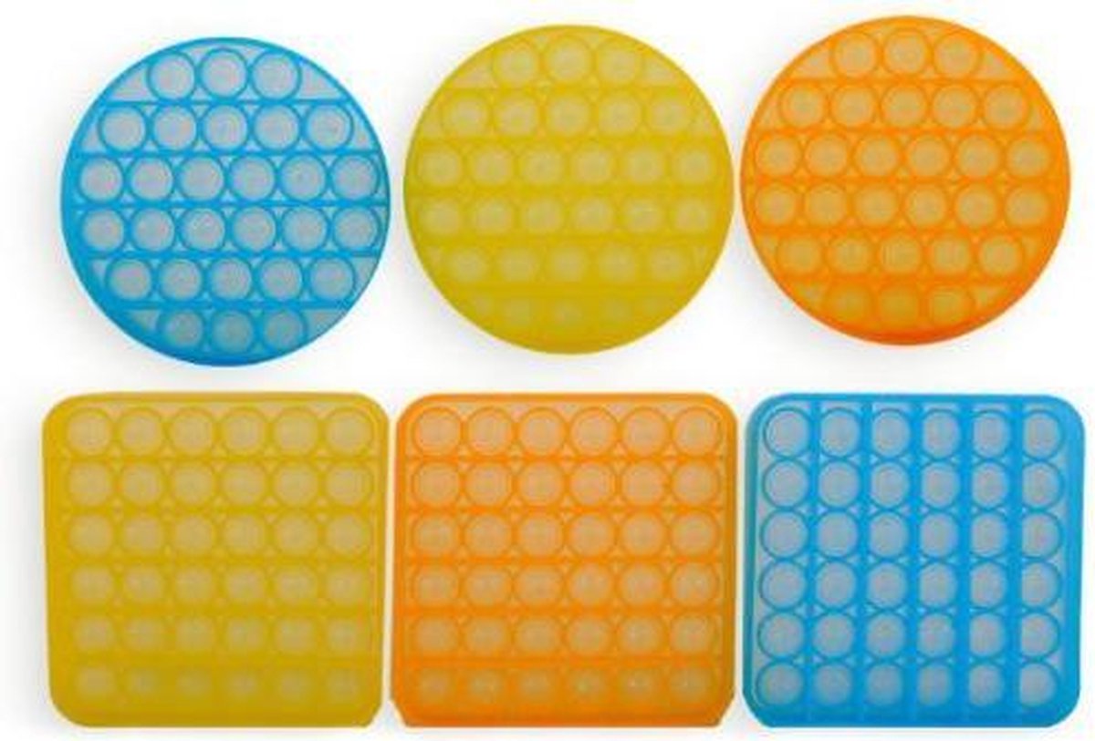 Pop It Glitter-Geel-Vierkant-Tik Tok Trend-Fidget Toys