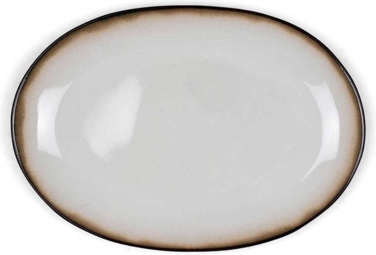 Bitz - Bord zwart / cream - Ovaal 36 cm x 25 cm