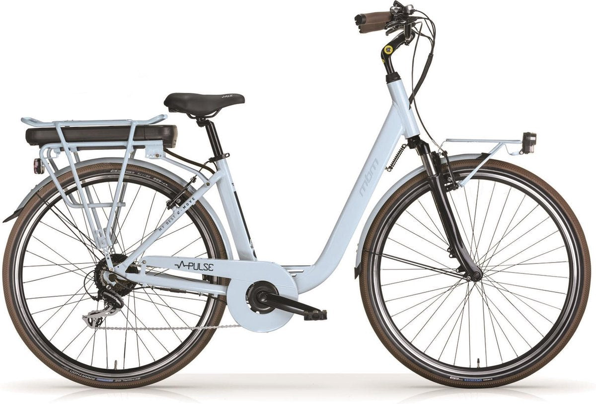 MBM Pulse Elektrische Damesfiets 43 Cm  7 Speed Mat Licht Blauw 26" Wielen