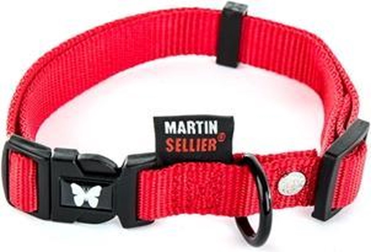 Martin sellier halsband nylon rood verstelbaar - 10 mmx20-30 cm - 1 stuks