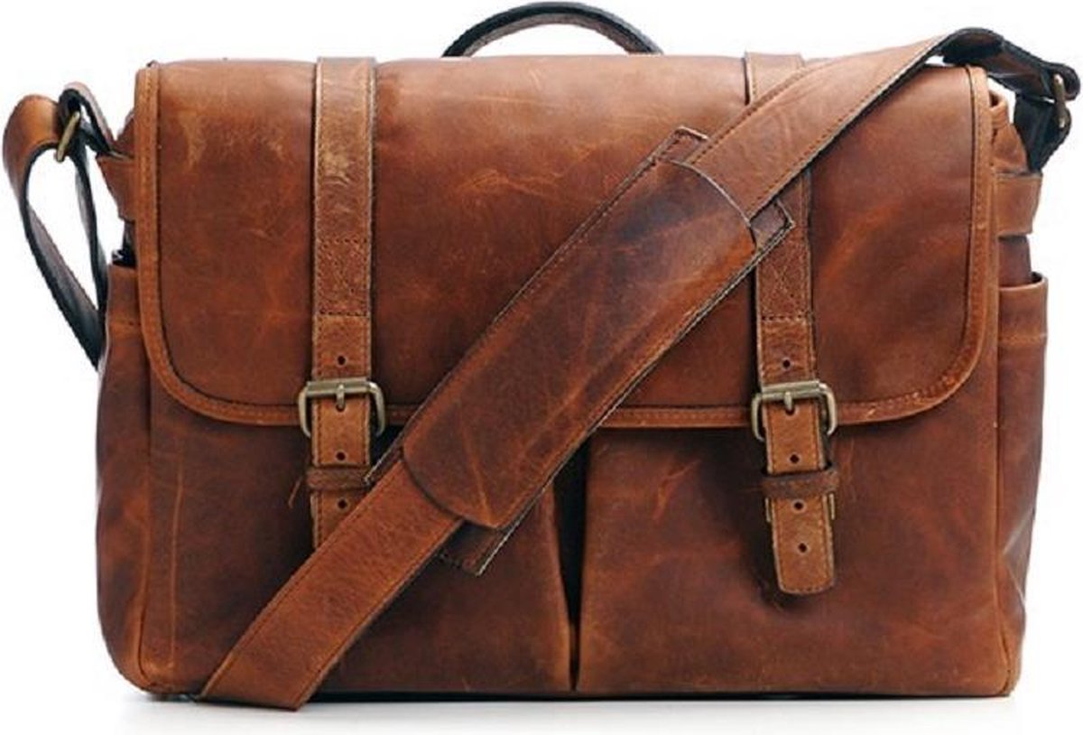 ONA The Brixton Cognac Leren schoudertas