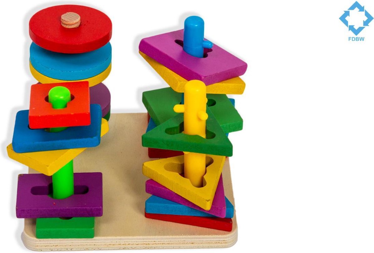 Houten Vormen Speelgoed | Set van 4 | Houten Vormen Speel Stoof | Educatief Speelgoed - Speelgoed voor Peuter