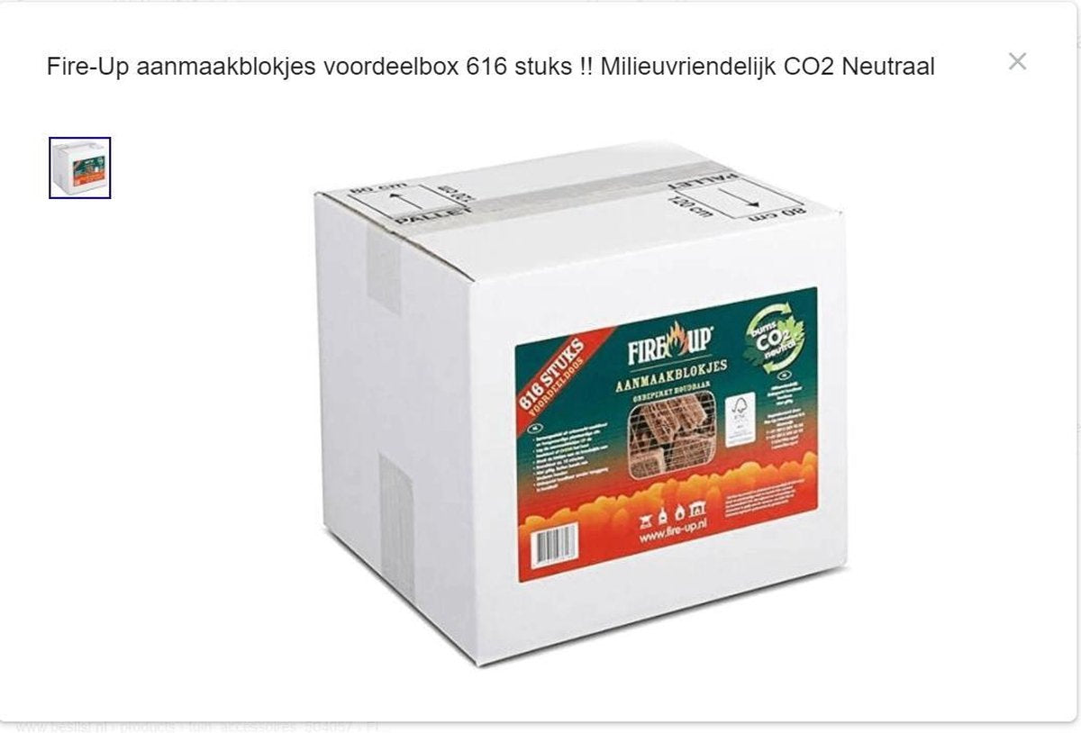 Fire-Up Aanmaakblokjes Doos 616 stuks - Milieu Vriendelijk - Co2 Neutraal