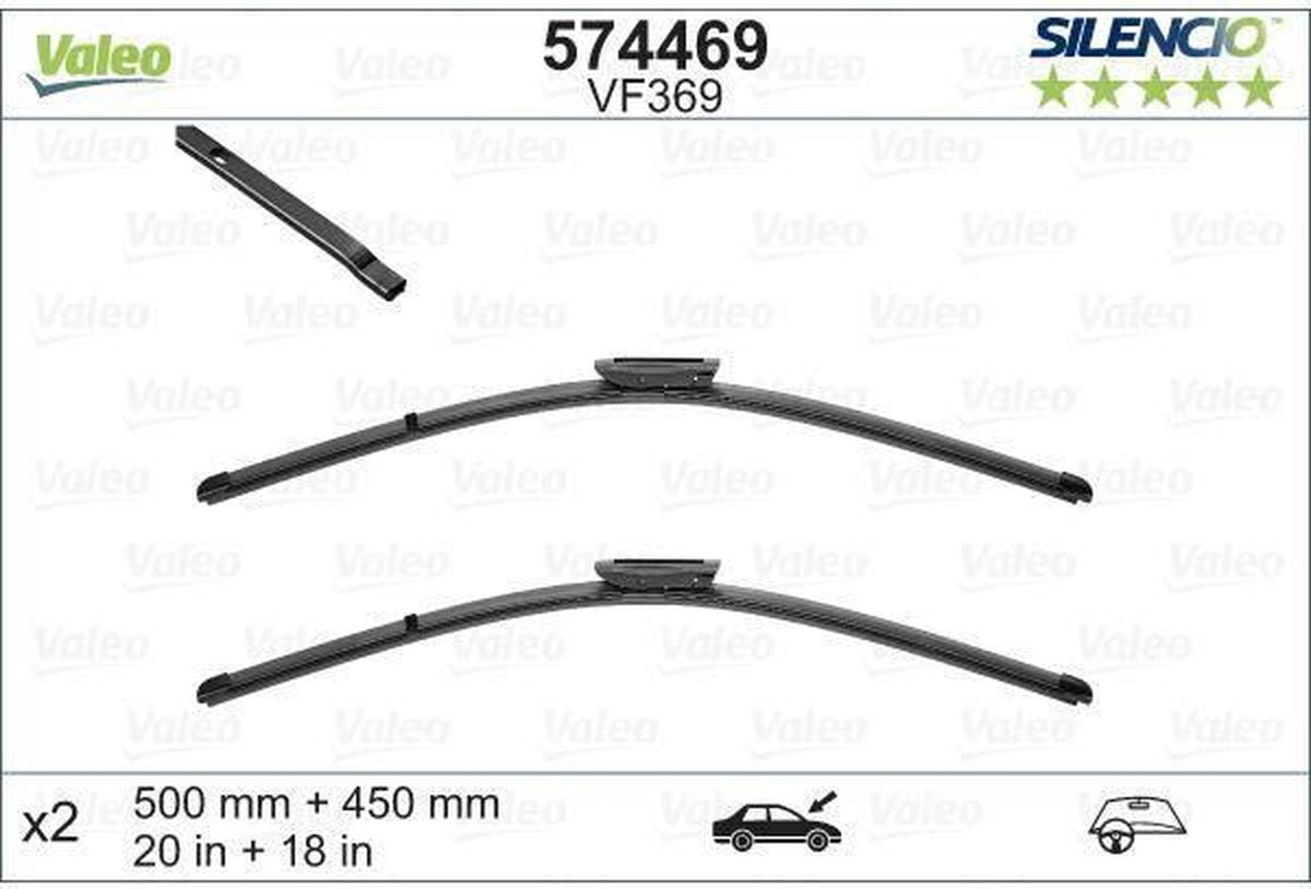 VALEO Set van 2 ruitenwissers VM369 Silencio X-TRM 574469