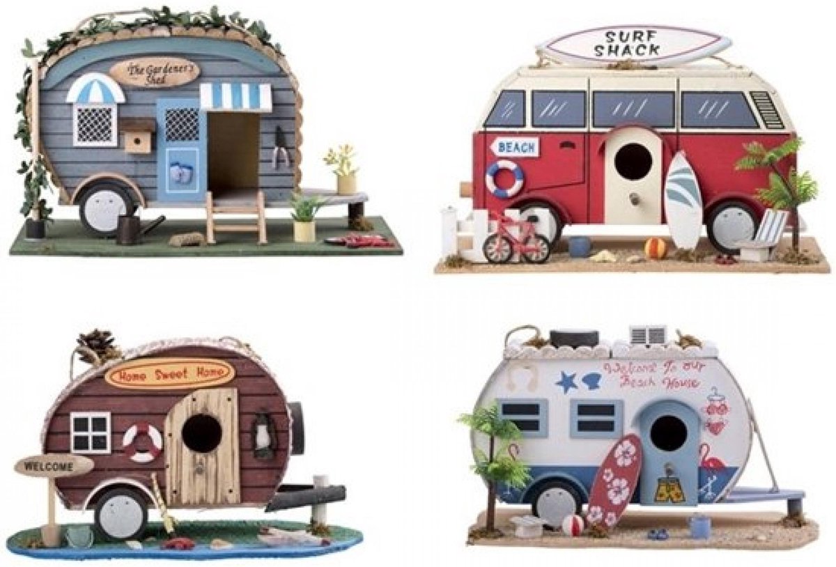 Grappig Vogelhuisje Caravan | 17 x 28 x 18 cm