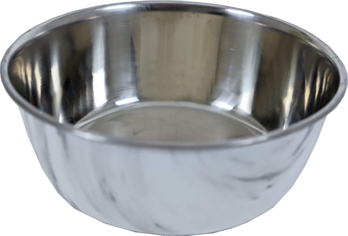Eetbak hond RVS deco marmer 1890 ml