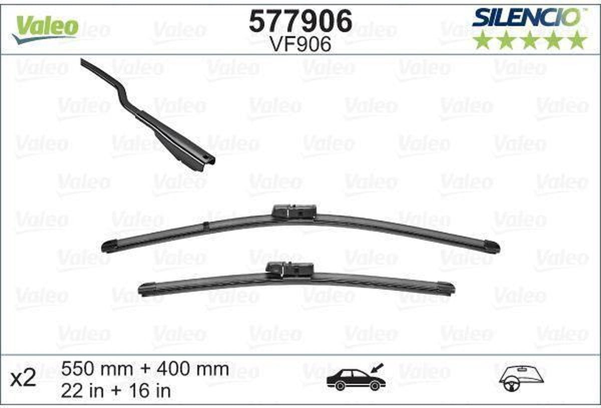Valeo Silencio 577906X-TRM O.E. Wiper Set Front Screen VM906Length 550/400