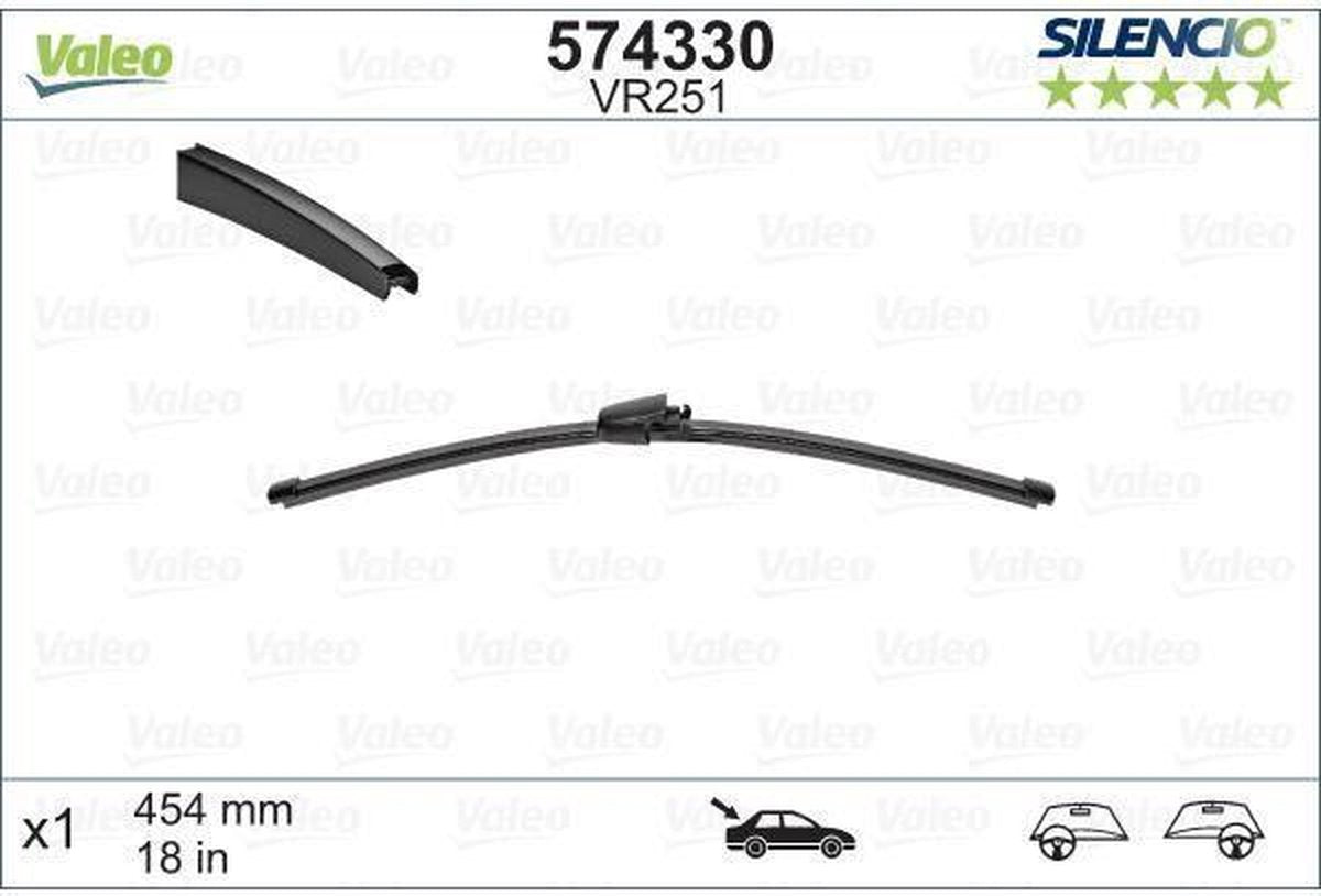 Valeo 574330 Rear Flat Wiper Blade