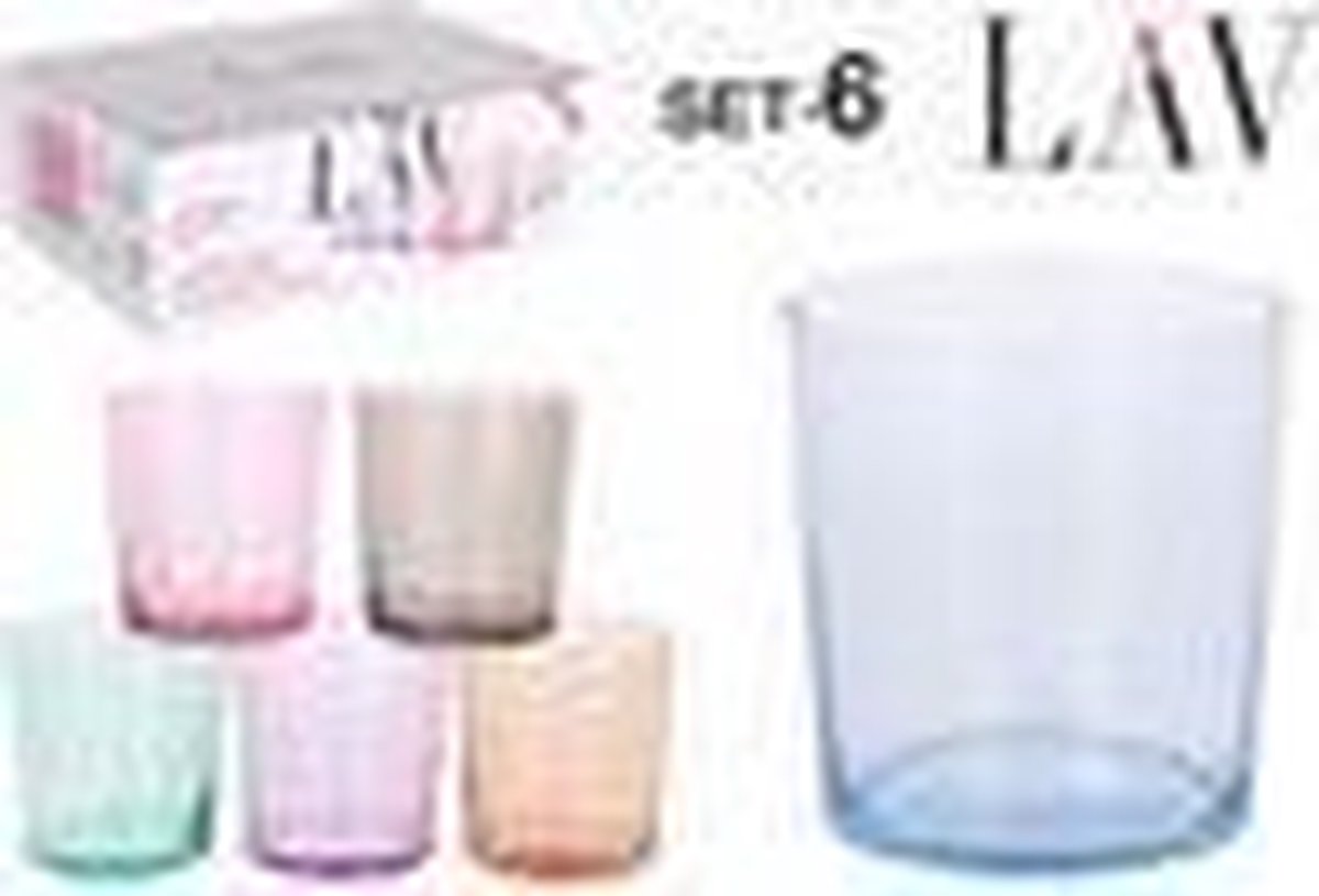 Set van 6 pastelkleurige glazen - LAV - 34.5cl - 6 verschillende pasteltinten