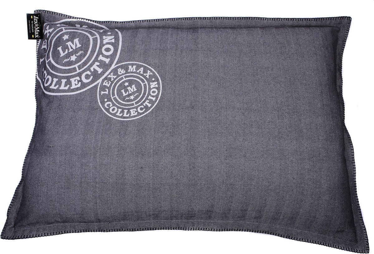 Lex & Max Visgraat - Losse hoes voor hondenkussen - Rechthoek - Zwart - 100x70cm