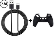 EYSLife PS5 Oplaadkabel - 3 Meter - High Speed - Inclusief Controller Beschermhoesje - PlayStation 5 Oplaadstation - Dualsense - PS5 Accessoires