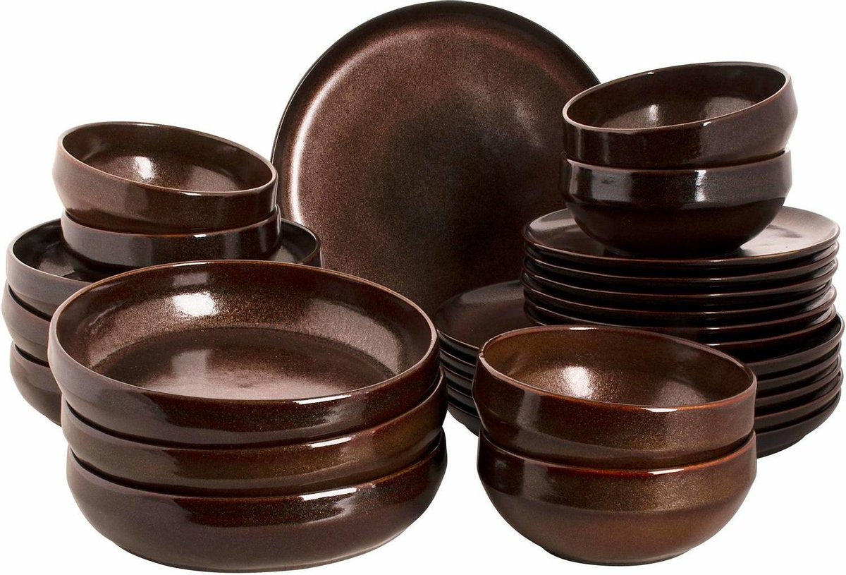 Palmer Bama Copper Stoneware - Serviesset - 6-persoons - 24-delig - Koper