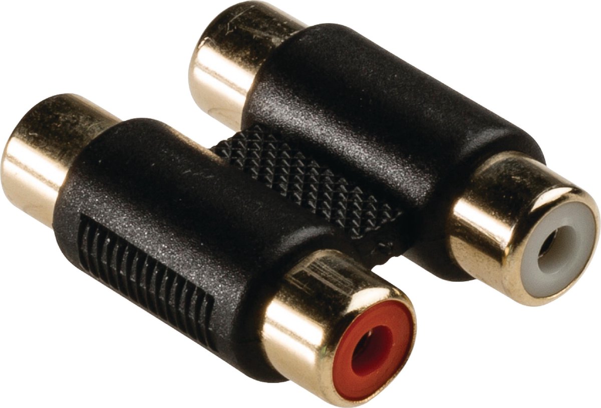 Stereo audiokoppelstuk 2x RCA female - 2x female 1 stuk grijs