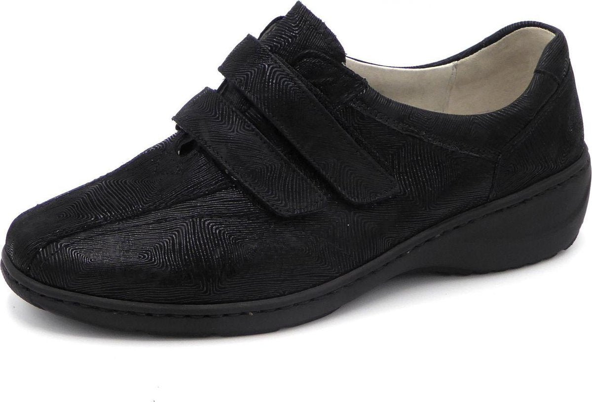 Waldläufer Dames Klittenbandschoen 607302-101 Zwart 001 - Kya wijdte K - Maat 6