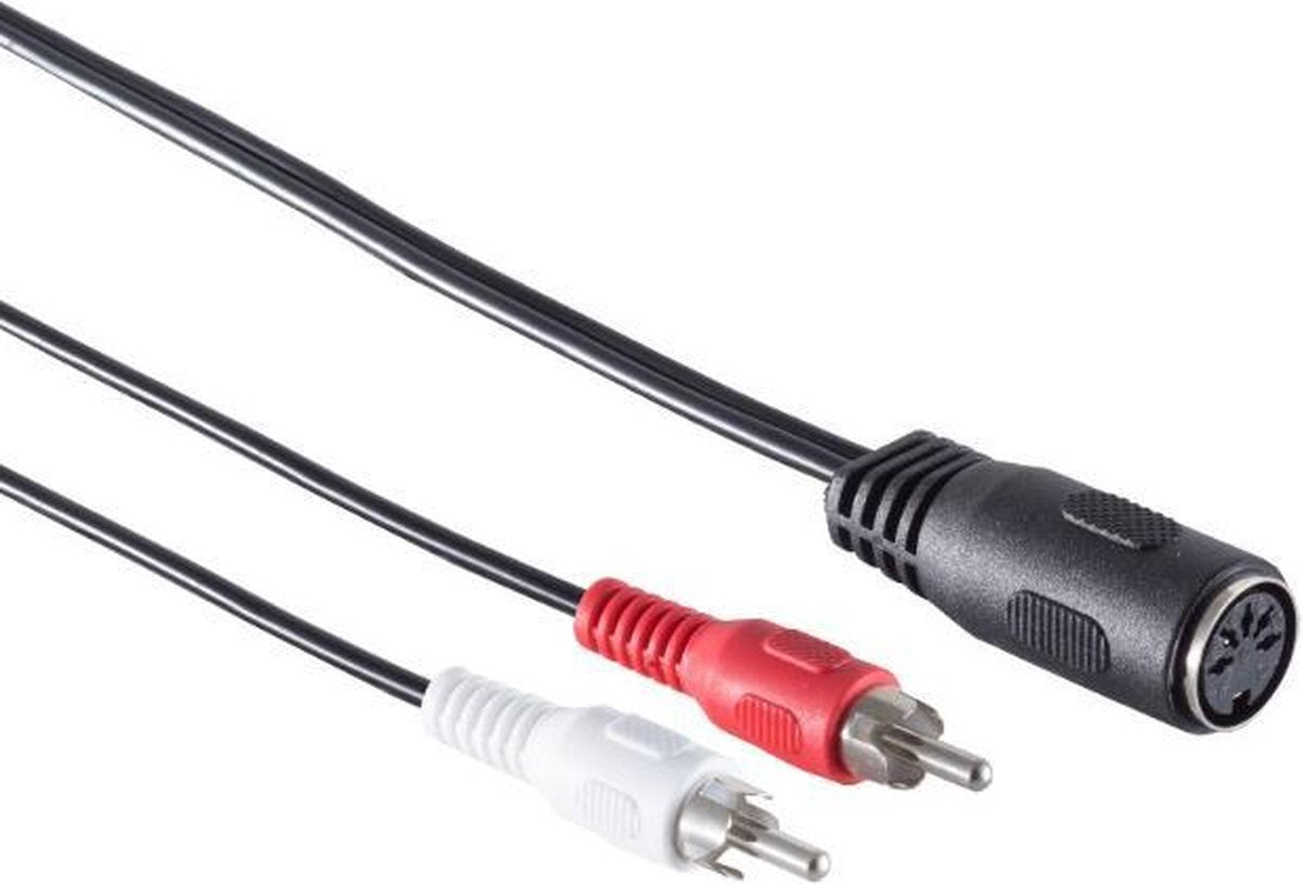 Transmedia DIN 5-pins (v) - Tulp stereo 2RCA (m) audio adapter (afspelen) / zwart - 0