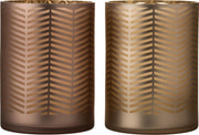 J-Line Windlicht Zigzag Glas Goud/Bruin Assortiment Van 2
