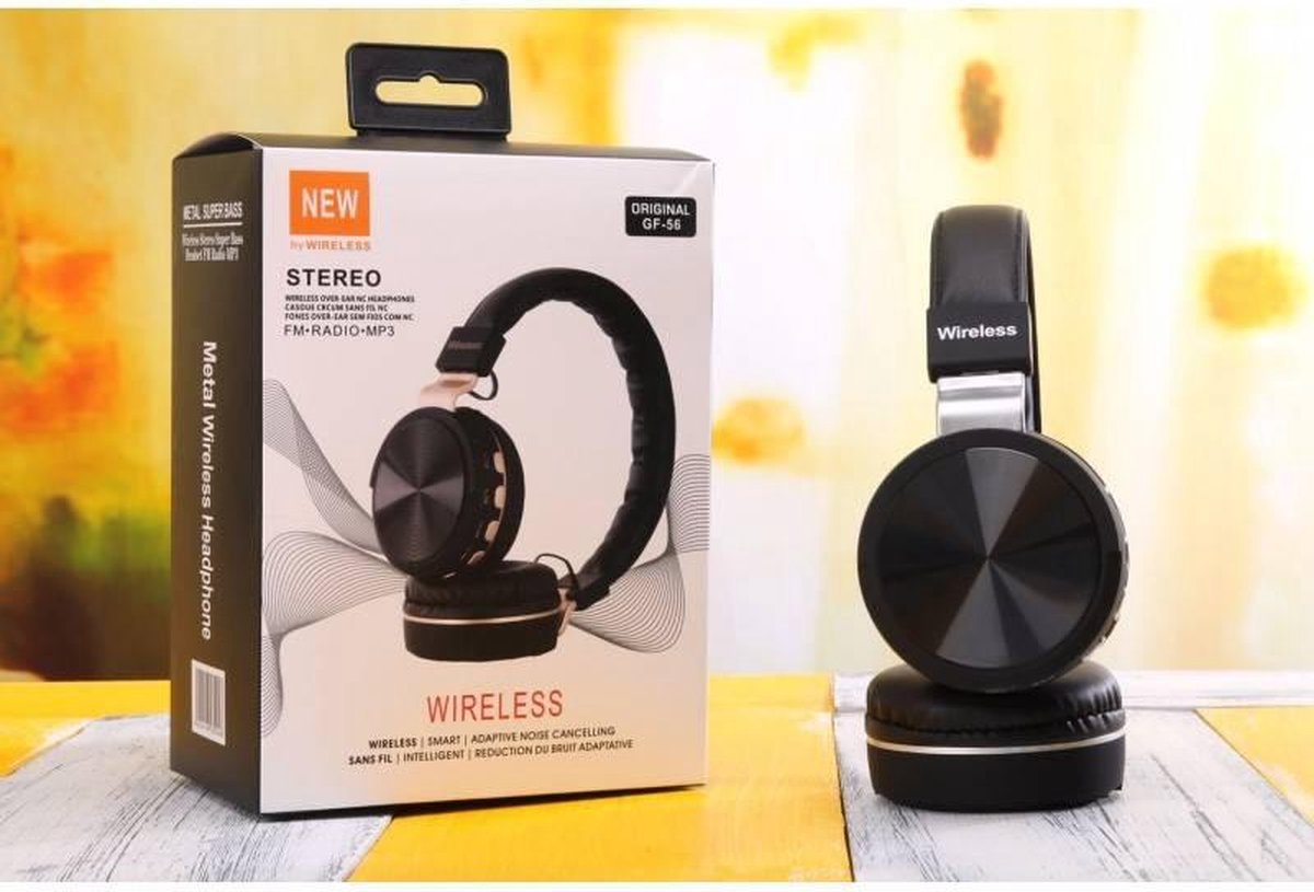Draadloze Hoofdtelefoon BT56 - Hoofdtelefoon met Bluetooth V5.0 - Draagbare Opvouwbare Hoofdtelefoon - Sport - Zwart