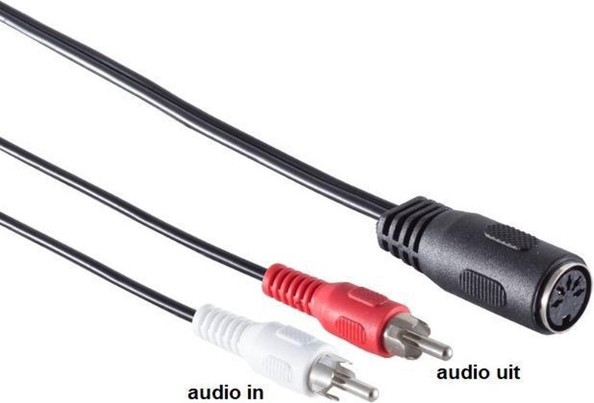 Transmedia DIN 5-pins (v) - 2x Tulp mono RCA (m) audio adapter (recorder - versterker) / zwart - 0