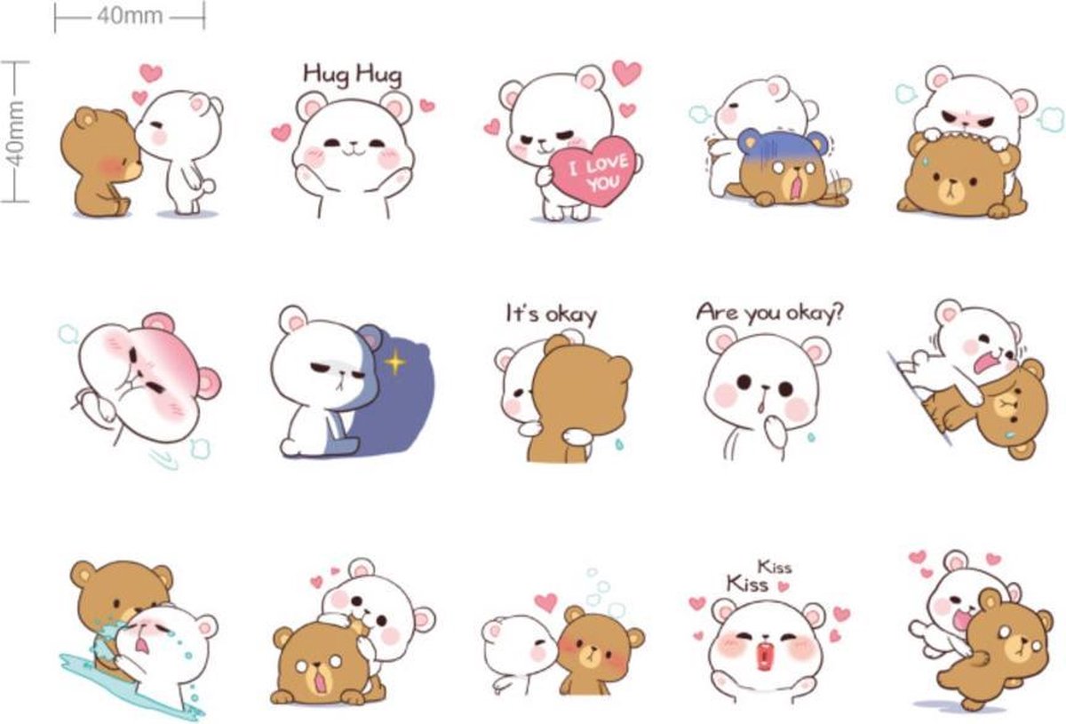 Illustratie stickers met knuffel Beren - knutselspullen voor kinderen - plakboek verfraaiing