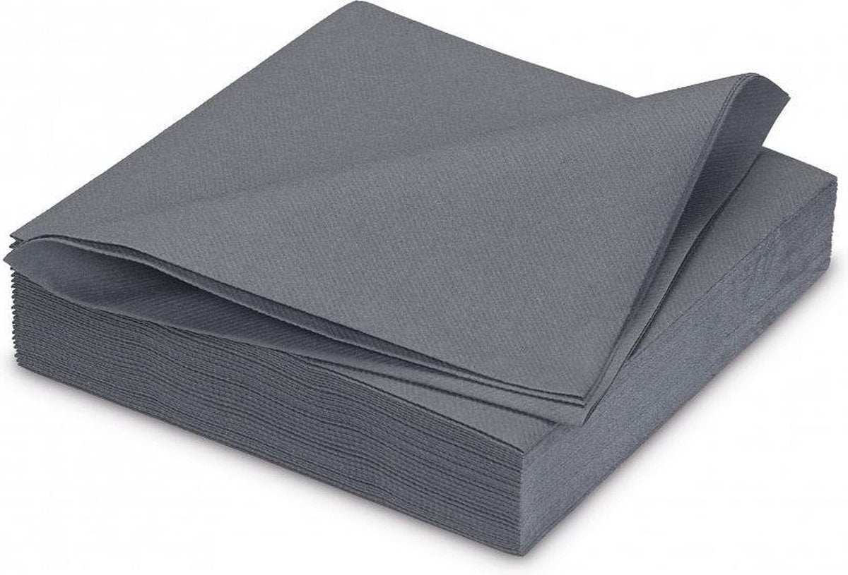 GALA Servetten - Stone Grey - 40x40cm - 25 Stuks - Zwart/Grijs