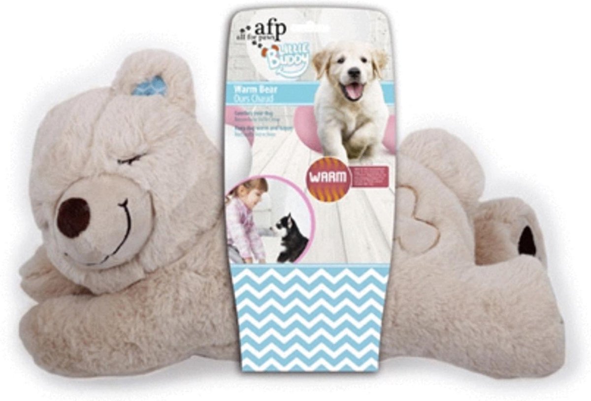 Puppy Warmte Knuffel Beer - AFP Little Buddy -  met in magnetron verwambare zak met tourmaline steentjes