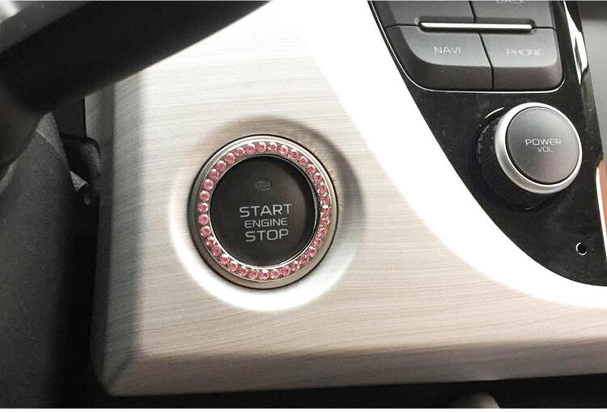 QBlocks Roze Start Stop Knop Ring - 39mm - Renault Koleos Fluenec Kangoo Latitude Sandero Kadjar Captur Talisman Megane RS Laguna