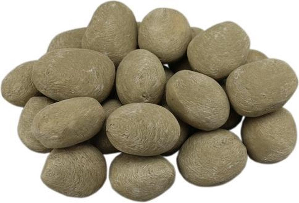 24 delige - keramiek - Keramisch- steenset - Khaki voor sfeerhaard - gashaard donker beige