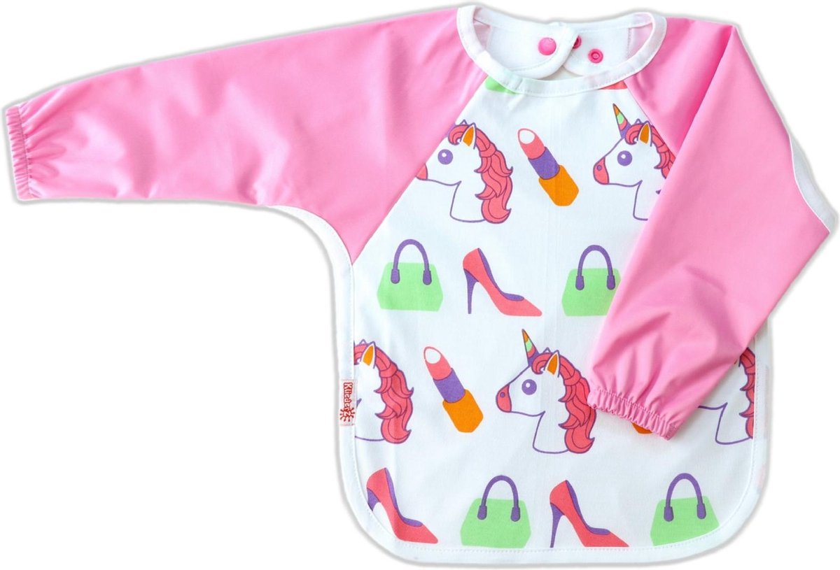 KliederZ slab met mouwen | Roze Unicorn mouwslab baby | Meisjes 8 - 24 mnd LB11a