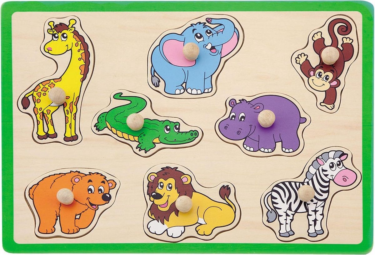 Jouéco Vormenpuzzel Safaridieren Junior Hout 8 Stukjes
