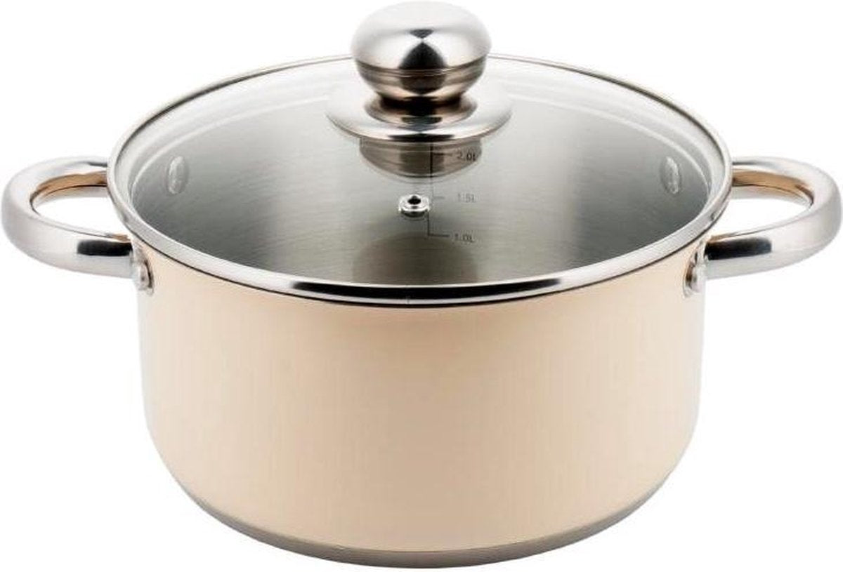 Kinghoff Kookpan met deksel - ø24 cm - crème - Assortiment 'Het Gemak' Assortiment 'Het Gemak'