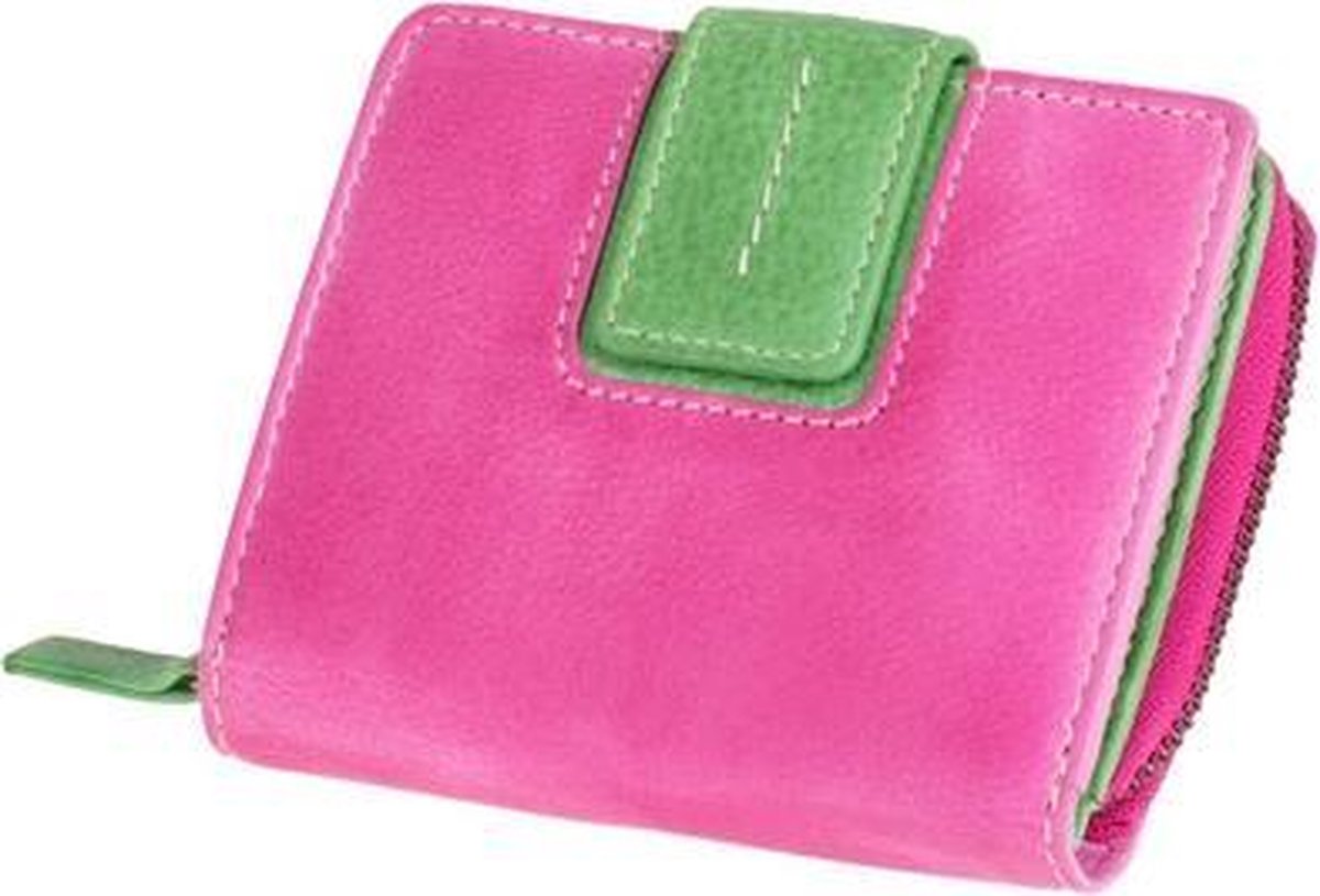 Portefeuille Mika roze/groen - dames 13x10