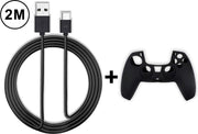 EYSLife PS5 Oplaadkabel - 2 Meter - High Speed - Inclusief Controller Beschermhoesje - PlayStation 5 Oplaadstation - Dualsense - PS5 Accessoires