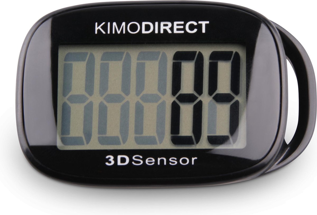 KIMO DIRECT Stappenteller met Clip en Draagkoord - Stappen Tellen - Activity tracker - Pedometer - Groot Scherm - Zwart