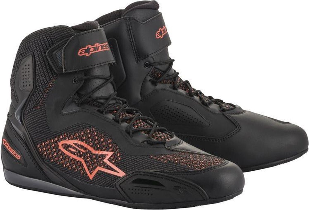 Alpinestars Faster-3 Rideknit Black Red Fluo Motorcycle Shoes 11