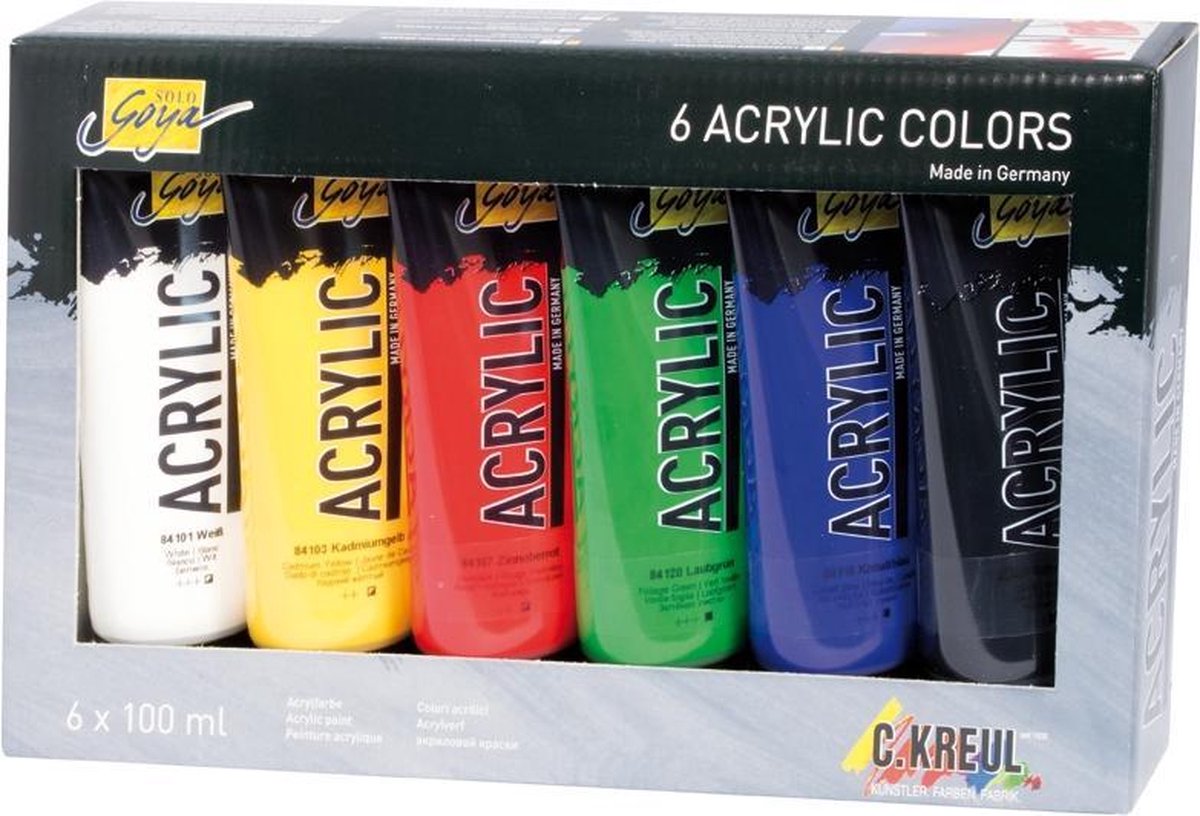 SOLO GOYA Acrylverf Set - 6 stuks 100 ml tubes