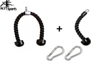 MJ Sports Premium Double Tricep Rope + Single Tricep Rope Set Inclusief 2 Karabijnhaken - Triceps Touw  - Enkel en Dubbel Hoofd - Eenzijdige - Dubbele - Bars - Fitness - Press Down - Biceps