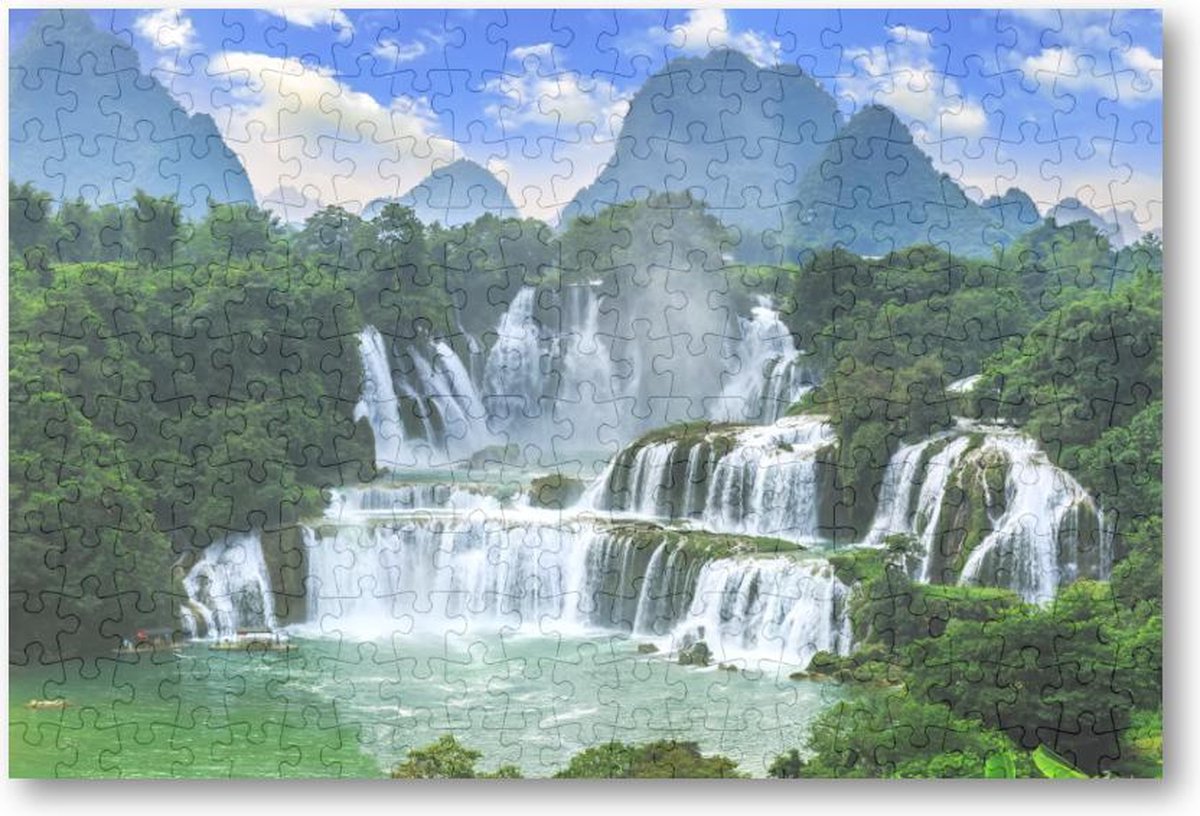Grote waterval met bergen - 252 Stukjes puzzel voor volwassenen - Natuur