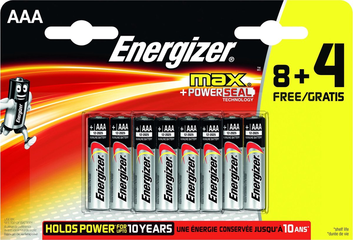 Energizer Batterijen MAX Alkaline AAA 8+4