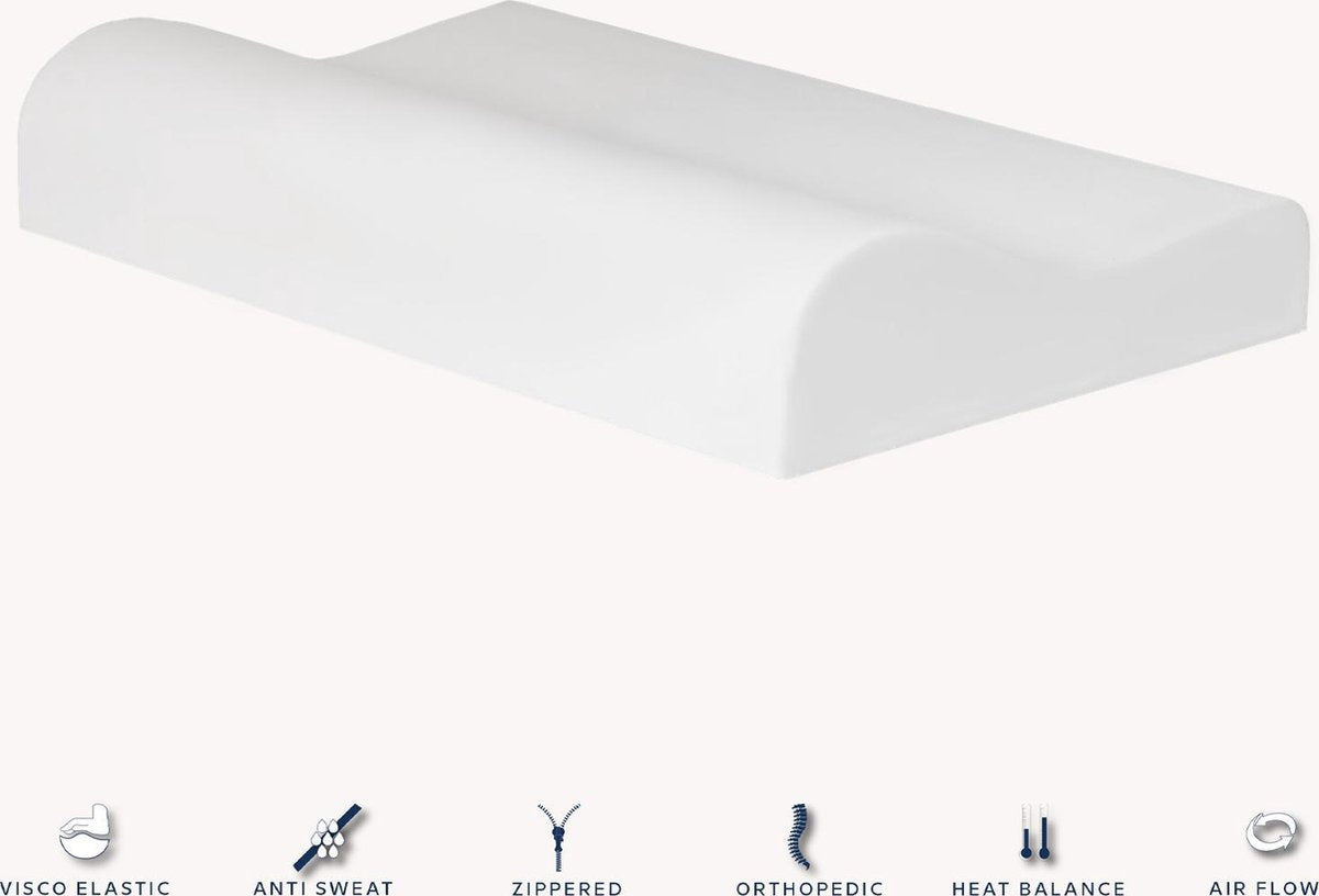 Nova Lekker Sleep  Nek Memory - Hoofdkussen - Smart Foam - tegen nek en rugklachten - Traagschuim - Foam Kussen - Schuimrubber - Schuimkussen  57x37x10cm